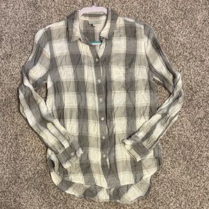 Lucky Brand Gray & white Plaid women’s flannel Small